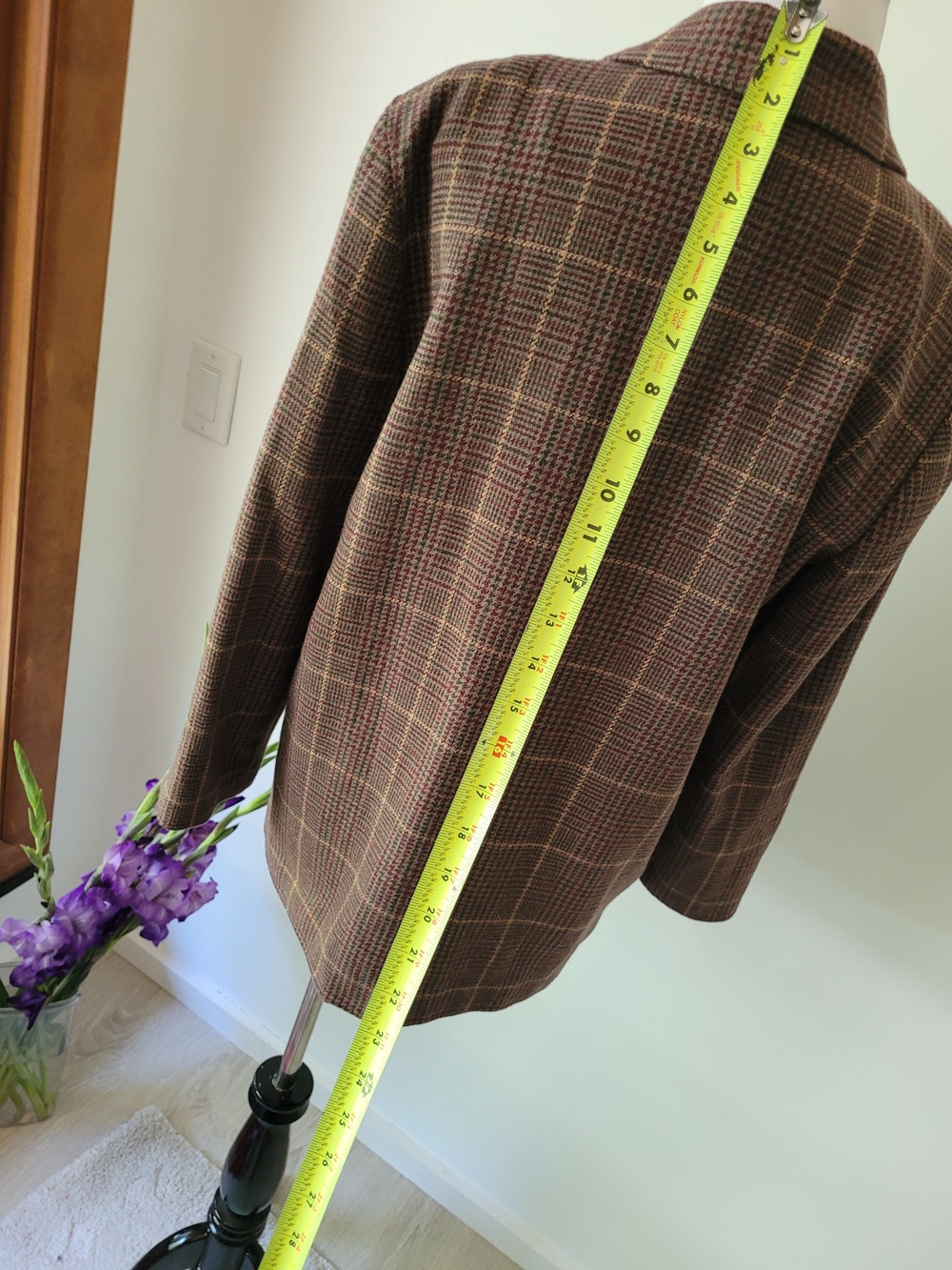 Vintage Sag Harbor Wool Plaid Brown Wool Blend Blazer - Picture 8 of 11